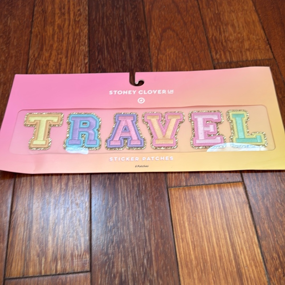 Stoney Clover Lane patch set for bag. TRAVEL patch with adhesive back. NWT